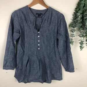 GAP Chambray Tunic Blouse Sz M Blue